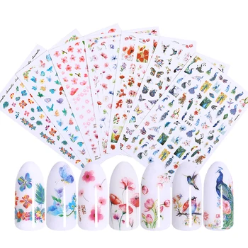 

1 Sheet Colorful Flowder Butterfly Peacock Nail Art Water Decals Nail Transfer Stickers Nail Tips DIY Decoration