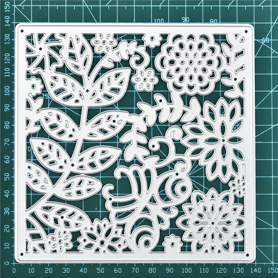 Naifumodo Flower Square Metal Cutting Dies Embossing Stencil Scrapbook Spring Holiday Frame Template Punch Paper Crafts New