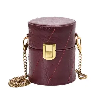 

Mini Fashion Crossbody Bags for Women Cylinder PU Leather Chain Shoulder Messenger Bag Retro Small Lipstick Purse Handbag Bolsas