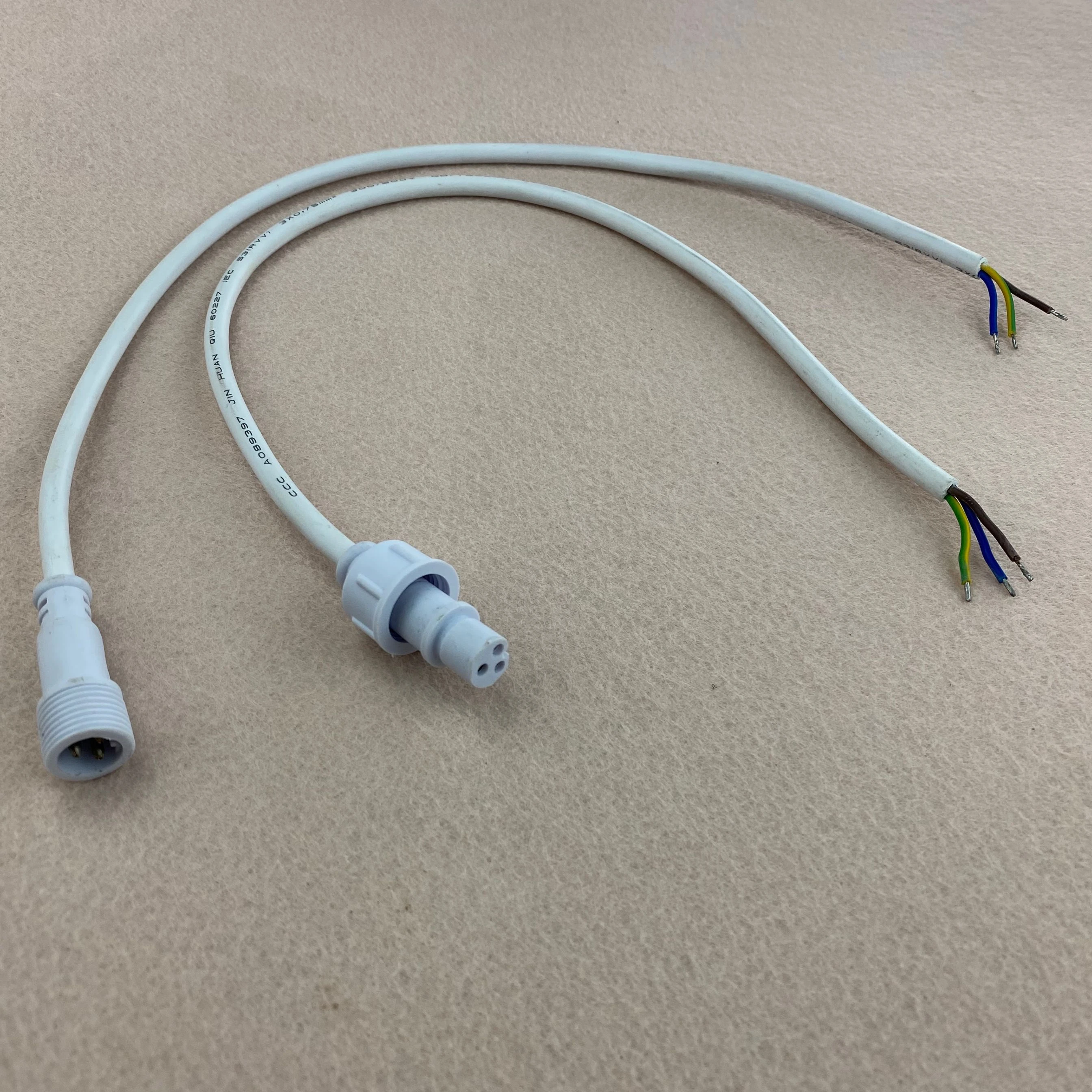 Xconnect 3 Core White Waterproof Pigtail,50cm Long Each;male And Female