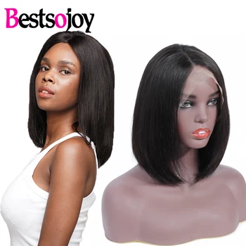 

Bestsojoy Straight Bob Wig Lace Front Wig Human Hair Malaysian Hair Wig 150% Density Cheap Human Hair Wigs For Black Women