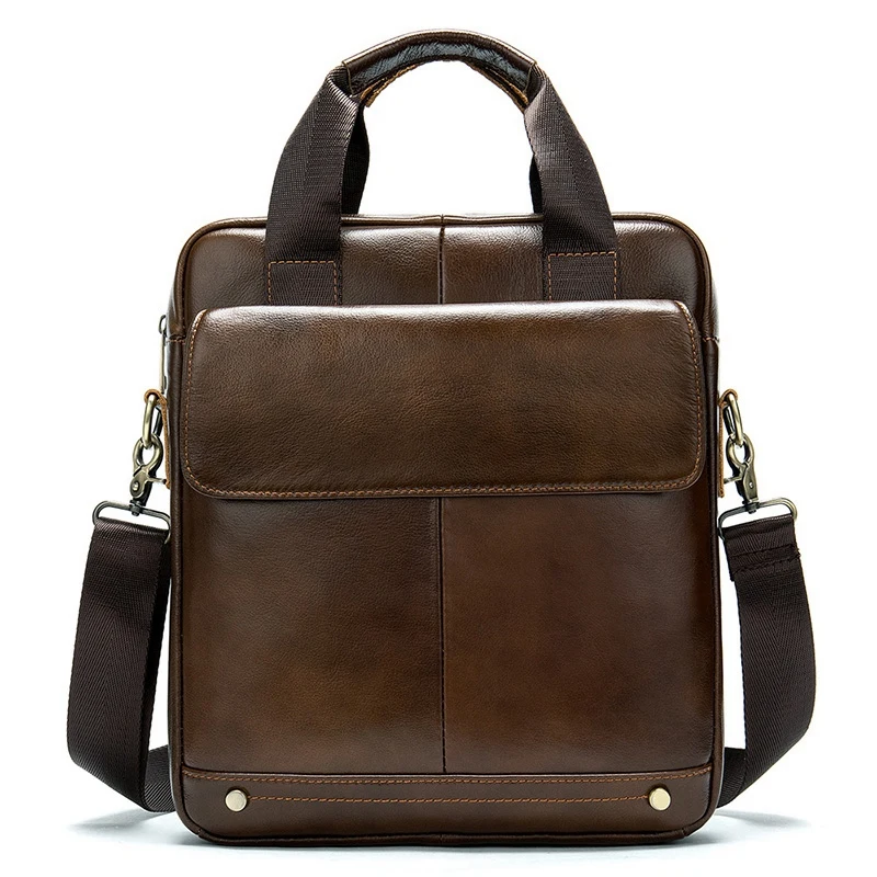 

Men's Leather Shoulder Bag Business Notebook Messenger Bag Casual Vertical Handbag