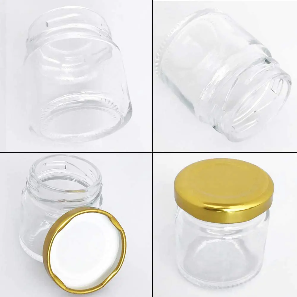 Glass Jars with Gold Lids, Mini Mason Jars for Gifts, Crafts, Wedding, Spice, Extra Chalkboard Labels, Tags String