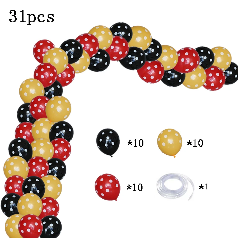 31 шт. Воздушный Шар АРКА Дисней красный Микки Маус тематические столовые приборы Детские День рождения украшения семьи друзей одноразовые столовые приборы часть - Цвет: 31pcs balloon