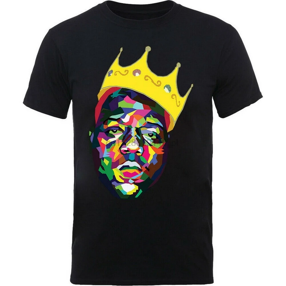 Известный B.I.G. Многоцветная Коронованная футболка Biggie (черная) новая хлопковая