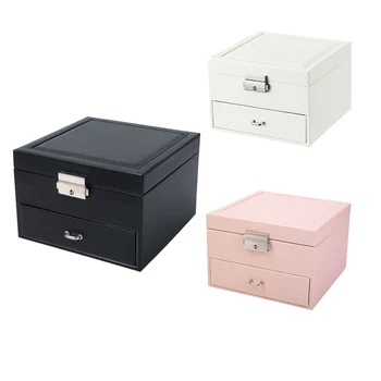 

Jewelry Box Simple Double-Layer PU Leather Jewelry Storage Box Earrings Ring Creative Jewelry Box