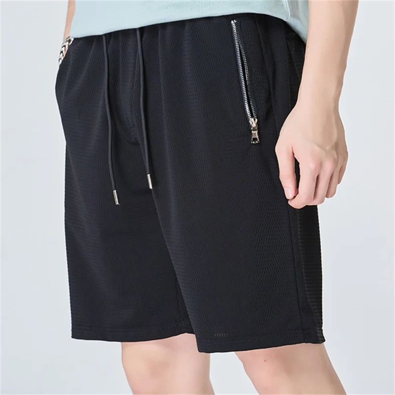 Мужские летние Стрейчевые однотонные шорты крутые дышащие брендовые шорты с галстуком