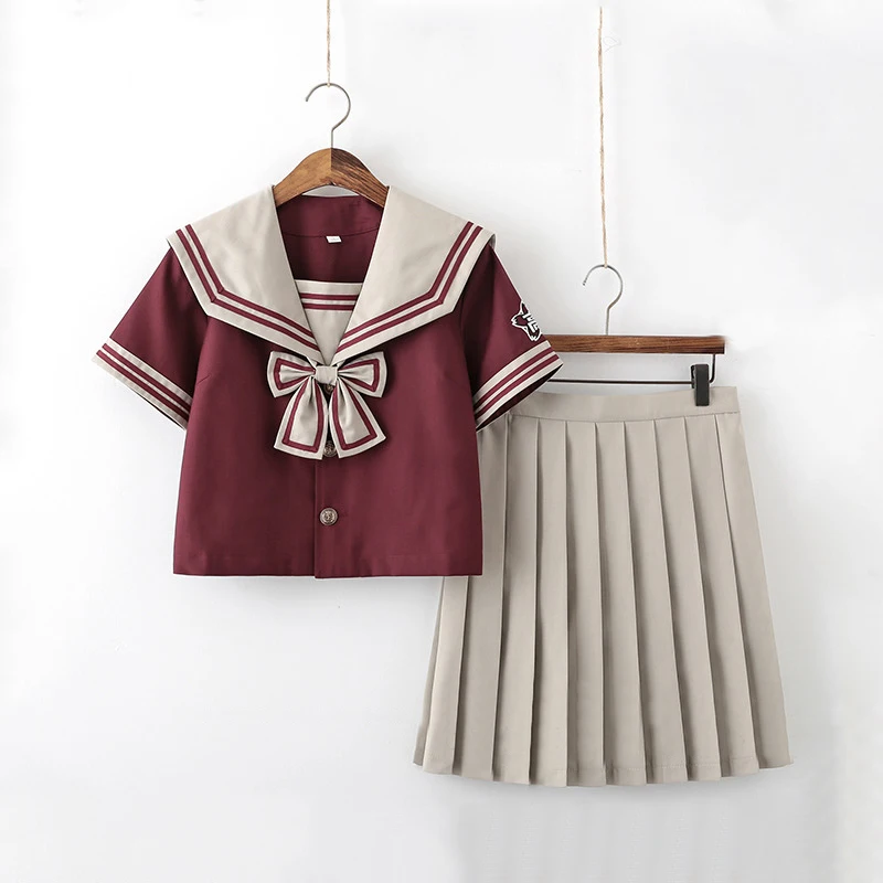 Красная униформа моряка, косплей, японская школьная форма Jk для девочек, с вышивкой, с коротким рукавом, для старшей школы, для женщин, новая форма