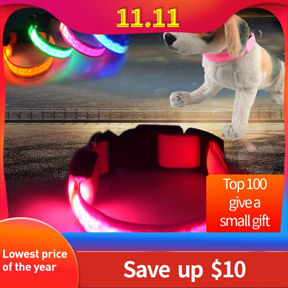 Pet Dog Lattice Glow Light Pattern Collar Buckle Adjustable Safety Collar correa perro honden halsband