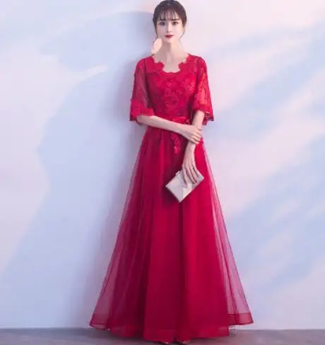 Новое женское вечернее платье с открытыми плечами до середины икры, однотонное милое бальное платье - Цвет: wine red 06