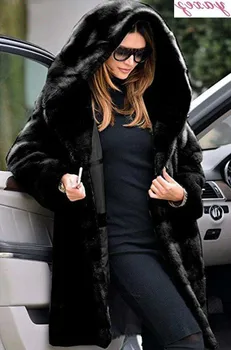 

Plus Size S-5XL Woman Fashion Teddy Coat Winter Thicken Warm Fluffy Jackets Lady Faux Fur Outwear Long Hoody Hairy Warm Coats
