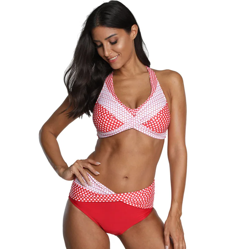 Retro Women Swimsuit High Quality Dot Print Bikini Set Halter Swimwear Branzilian Bathing Suit Female Biquini Plus size S~4XL Retro Women Swimsuit High Quality Dot Print Bikini Set Halter Swimwear Branzilian Bathing Suit Female Biquini Plus size S~4XL