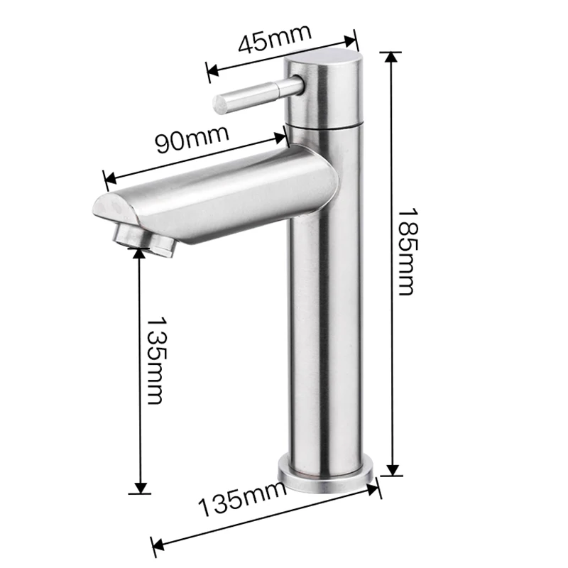 

Basin Sink Faucet Tap Bathroom Stainless Steel Single-Cooled Corrosion Resistant Materials For Human Safety At Present