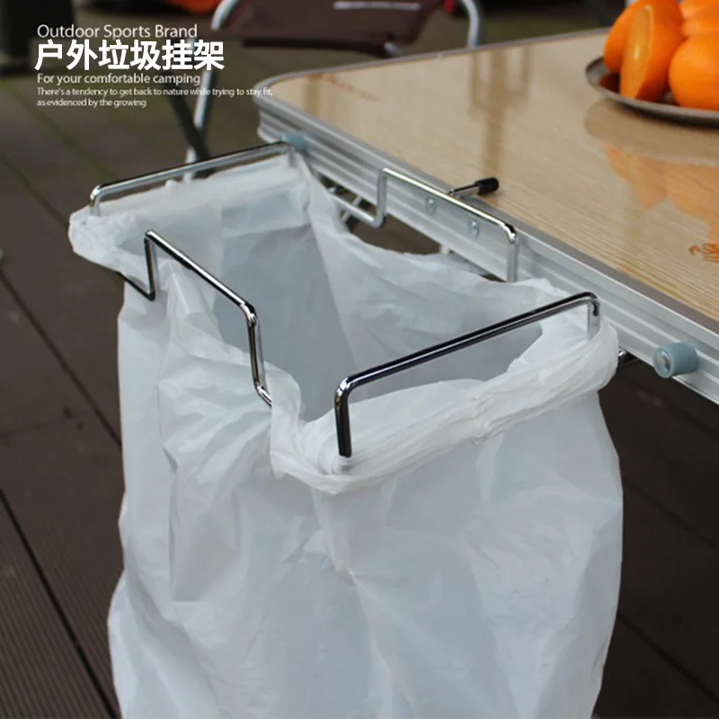 

Outdoor garbage rack camping desktop wire storage rack picnic table barbecue rack kitchen garbage bag bracket Outdoor Camping