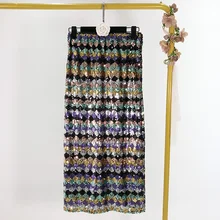 Высокая талия мешок хип Сплит сплит без рукавов с трапециевидным силуэтом и цветными полосками в юбка для женщин