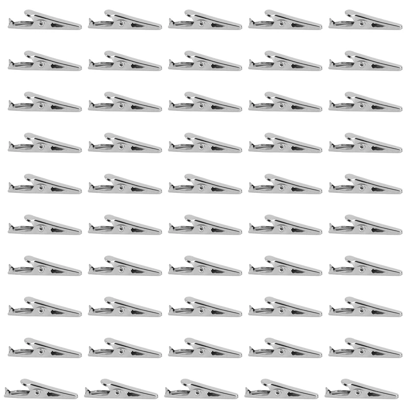 

NEW-50 Pcs Silver Tone Metal Alligator Clip Crocodile Clamps