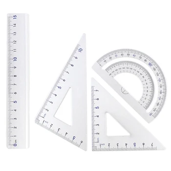 

4pcs/set UV Aluminum Alloy Ruler Drawing Measurement Geometry Straightedge Protractor Ruler Triangular Ruler Set