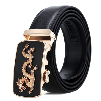 

Dragon style fashion men black color genuine leather men belts Automatic Buckle Designer men belt 200810-20