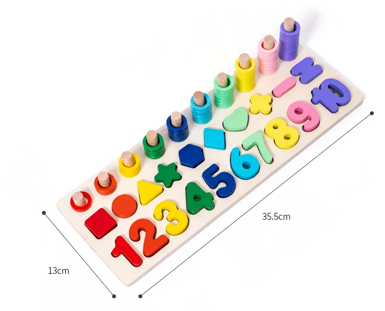 New Cognition Match Preschool Wooden Montessori Toys Count Geometric Shape Math Board Early Education Teaching Mathematical Toy