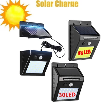 

48/30 LED Solar Light Wall Lamp PIR Motion Sensor Waterproof IP65 Outdoor Garden Security Lights Luz Solar Led Para Exterior int