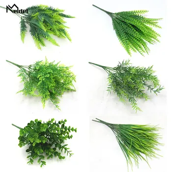 

Meldel Artificial Plant 7 Forks Imitation Plastic Ferns Grass Green Leaves Fake Plants for Home Party Garden Outdoor Decorations