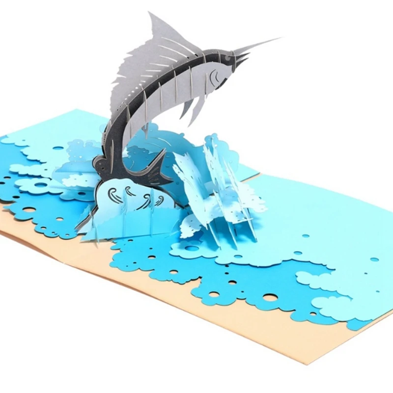  Swordfish Greeting Cards Handmade Birthday Wedding Invitation 3D Pop Up Card New 72XF - 4000389139132