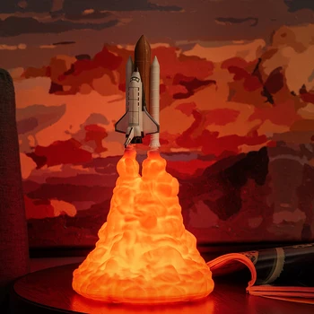 

New Creative Space Shuttle Lamp And Moon Lamps In Night Light By 3D Print For Space Lovers Rocket Lamp DIY LED Night Light