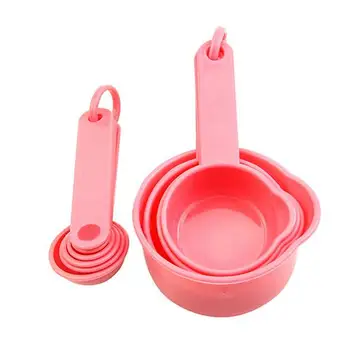 

10Pcs/Set Pink Plastic Measuring Cup Kitchen Measuring Tools Spoons Sets For Kitchen Baking Coffee Graduated Spoons Measuring