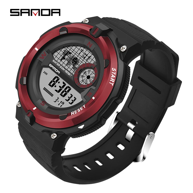 black red SANDA часы водонепроницаемые мужские часы электронные силиконовые цифровые спортивные часы Relogio Masculino часы - Цвет: black red