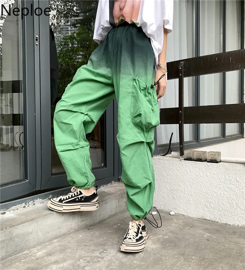 Neploe Харадзюку уличные градиентные брюки корейские свободные хип-хоп мужские и женские повседневные шаровары контрастные цвета длинные брюки 56129