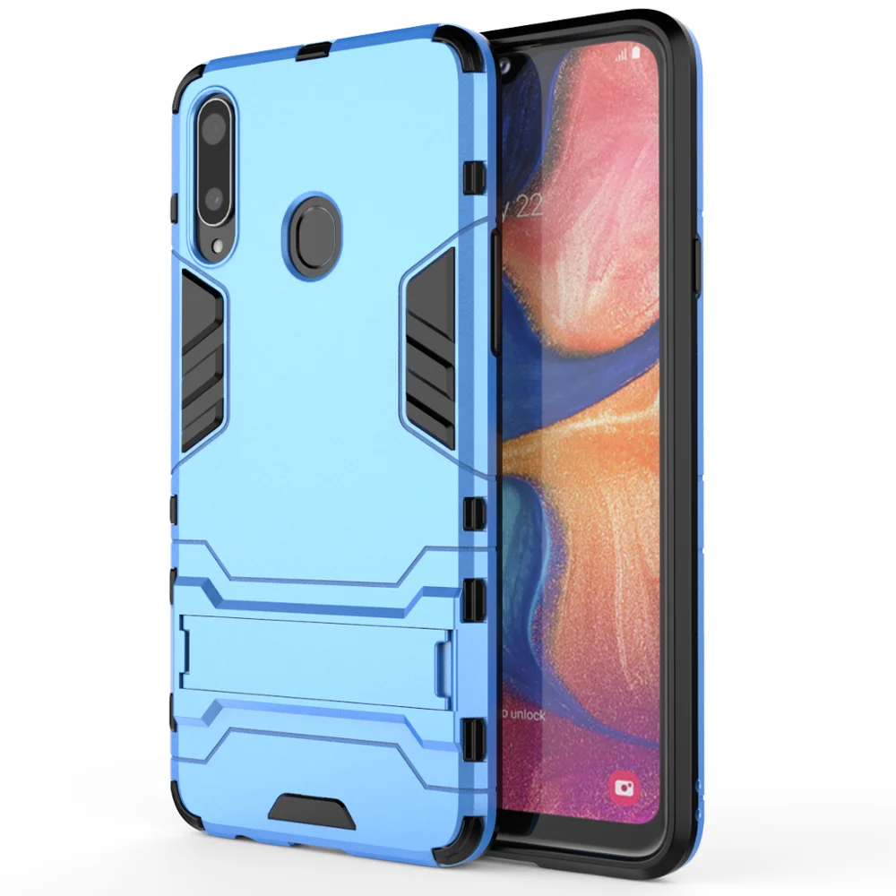 Для samsung Galaxy A20s A20e A2core M20 A20 Чехол чехол-накладка повышенной прочности с протекторным рисунком и подставкой противоударный чехол для samsung A20s A20e A2core M20 чехол - Цвет: Blue