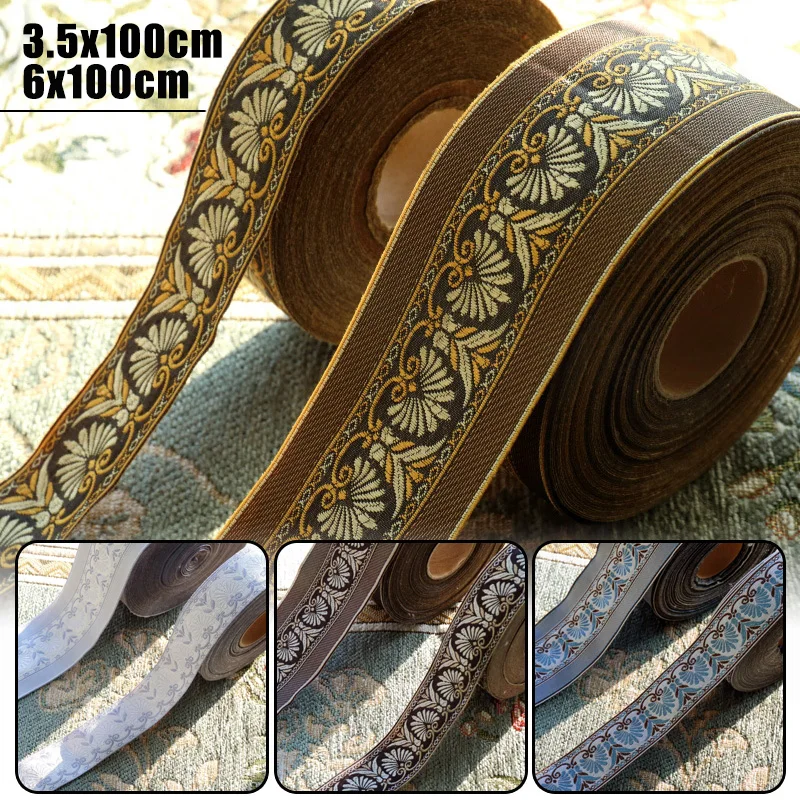 

35/60mm Width Polyester Ethnic Embroidery Lace Trim Vintage Fabric Ribbon DIY Clothes Bag Curtain Sewing Crafts Accessory