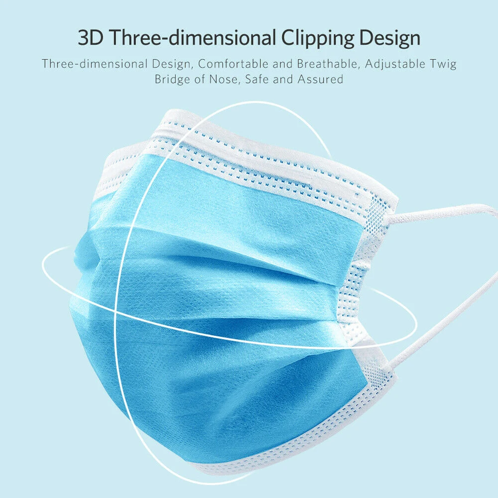 

High Quality Disposable Protective Mask 3 Layer Nonwove Ply Filter Mouth Face Mask Anti-Dust Meltblown Earloop Mouth Mask