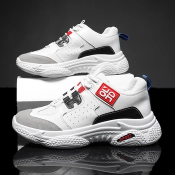 

2020 new men's sports shoes lightweight breathable non-slip men's shoes fashion breathable lace-up wear-resistant sneakers