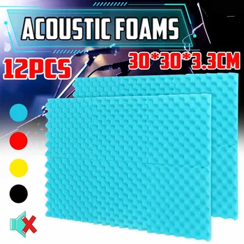

12pcs Soundproofing Foam Studio Acoustic Panels Studio Foam 33*33*3cm Soundproof Absorption Treatment Panel
