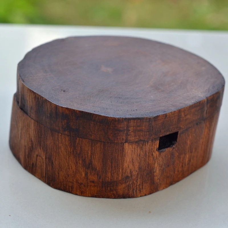 Vintage Natural Wood Carving Ashtray with Lid Detachable Simple Design