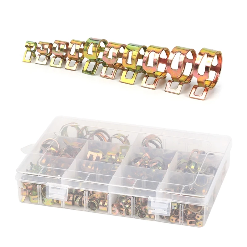 155pcs/BOX Spring Band Pipe Clamp 6-22mm Fuel Hose Water Air Fastener Wholesale |