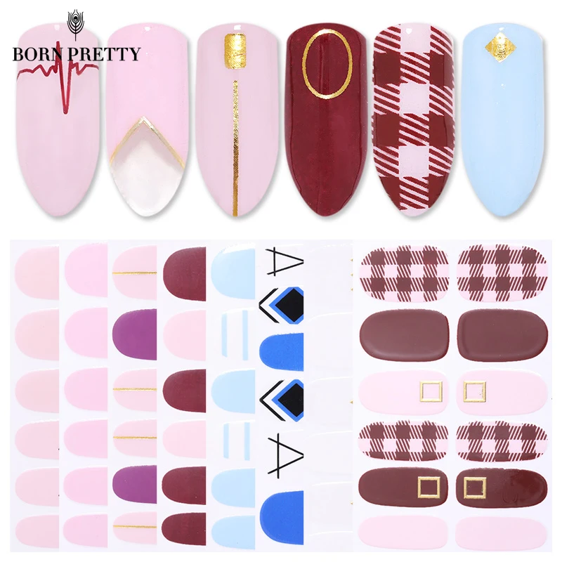 Detachable Full Cover Fake Nail Tips with Glue Sticker Mixed Pattern