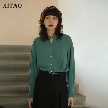 

XITAO Vintage Pleated Dress Fashion Women Single Breast 2020 Spring Small Fresh Straight Minority Style Casual Dress DMY4032
