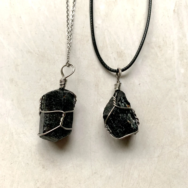 Raw Mineral Black Tourmaline Pendant 
