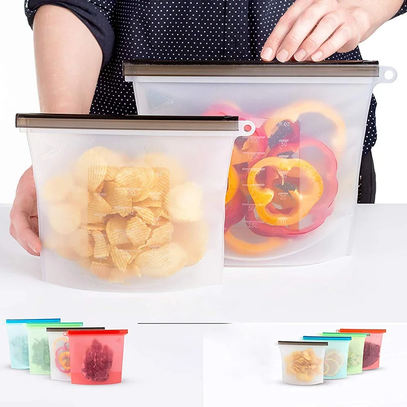 Многоразовая силиконовая сумка 1000 мл для хранения свежих продуктов холодильник