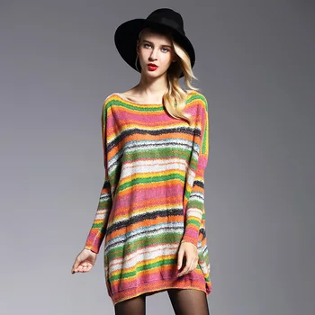 

turtleneck sweaters christmas women's rainbow floral casual ladies pullover knitwear loose long 2019 autumn winter free ship