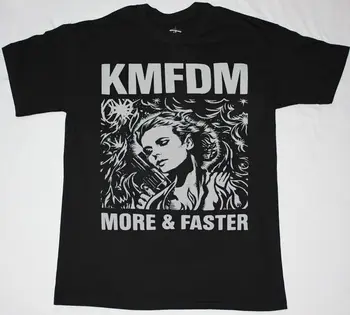 

KMFDM MORE & FASTER INDUSTRIAL KRAUT MDFMK EXCESSIVE FORCE NEW BLACK T-SHIRT Short Sleeve Cotton T Shirts Man Clothing
