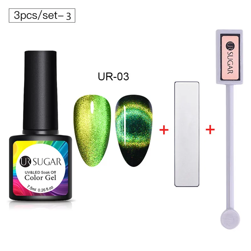 3pcs set3 Ur Sugar 3 шт 9D Galaxy Гель-лак для ногтей с эффектом «кошачий глаз» набор Хамелеон для использования с магнитом замочить от УФ/светодиодный лак для ногтей Полупостоянный Маникюр гель лак - Color: 3pcs set3