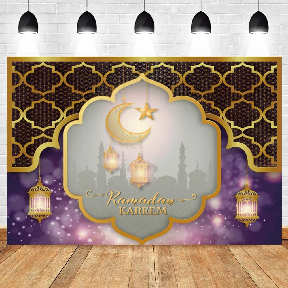 

Yeele Eid Mubarak Ramadan Kareem Party Backdrop Moon Star Muslim Building Lantern Background Photography Photocall Photo Studio