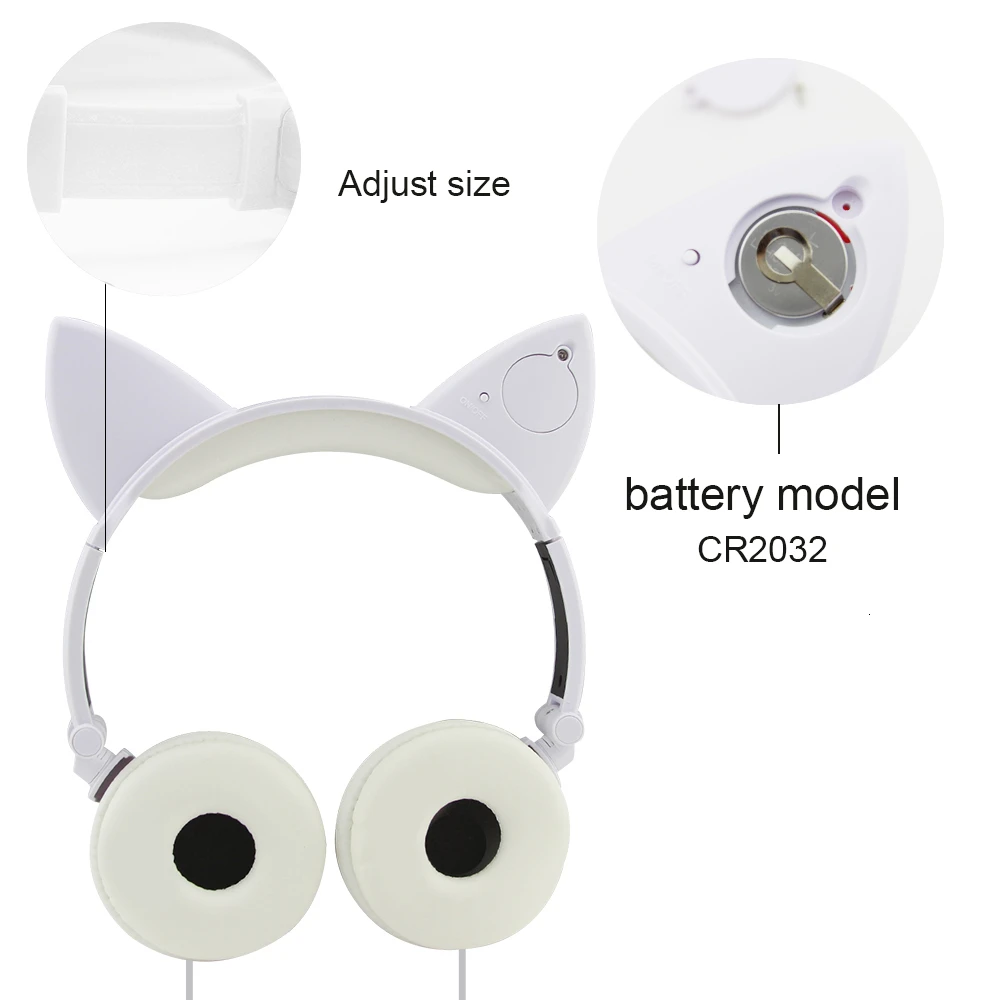 CHYI Foldable Flashing Glowing Led Light Gaming Headset MP3 MP4 Earphone Cute Cartoon Cat Ear Headphone For Kids Girl Gift