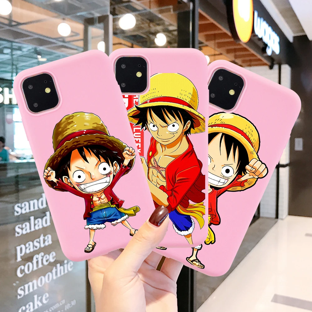 

Cartoon One Piece hot Luffy Sauron cute silicone Transparent Phone Case pink candy For iPhone 6 6S 7 8 X XS XR 11 Pro Max etui