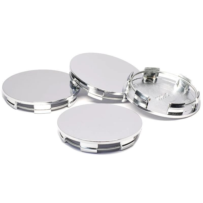 4pcs/lot 60MM Silver Chrome Plastic Flat Surface Car Wheel Center Hub Caps Cover Auto Rim Tire Hubcap