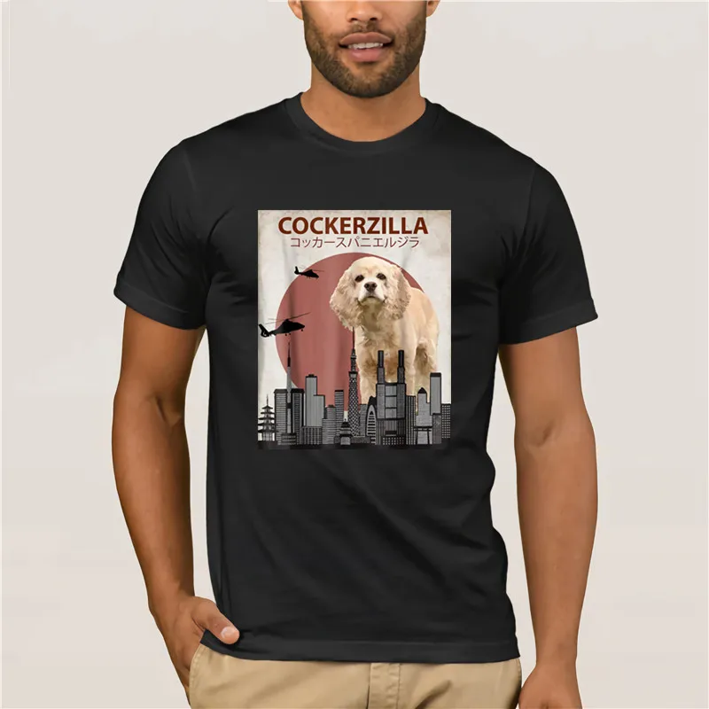 

100% Cotton 2020 men shirt Cockerzilla Funny Cocker Spaniel fashion summer T Shirt Dog Lovers Gift