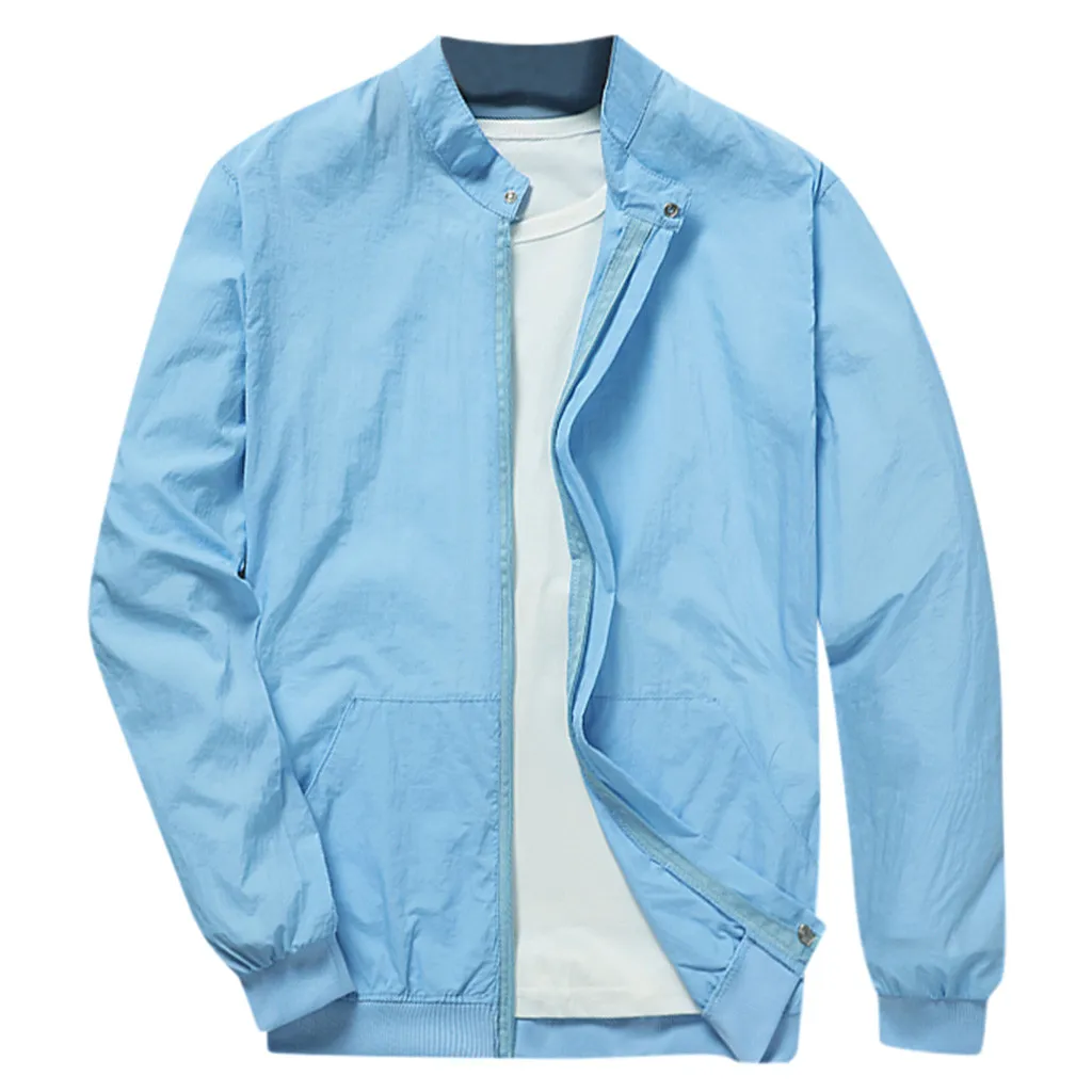 

New product Fashion Men's Casual Solid Long Sleeve Jacket Stand Neck Coat Dropshipping style fashion